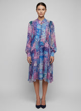 Patchwork Chiffon Tiered Knee-Length Dress