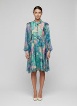Patchwork Chiffon Tiered Knee-Length Dress