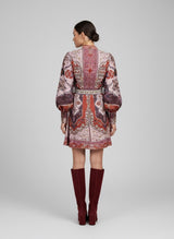 Boho Chic Paisley Print Belted Mini Shirtdress