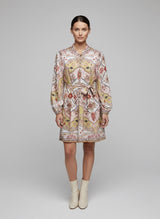 Boho Chic Paisley Print Belted Mini Shirtdress