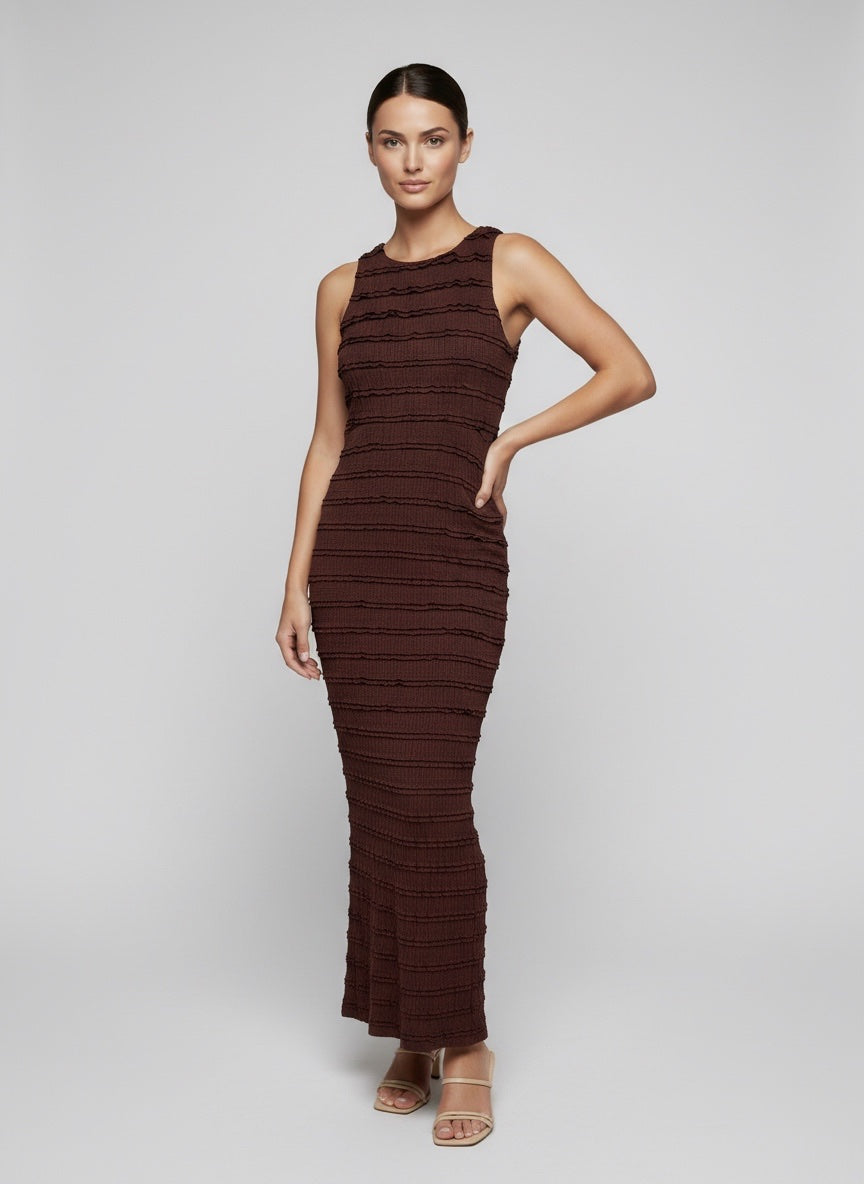 Textured Rib Knit Maxi Dress