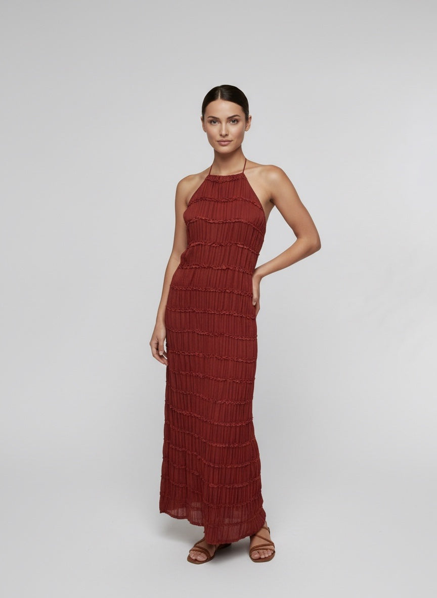 Textured Rib Knit Maxi Dress