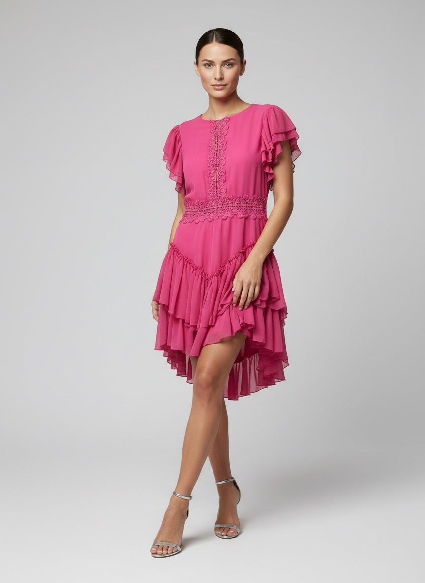 Ruffle Tiered High-Low Mini Dress