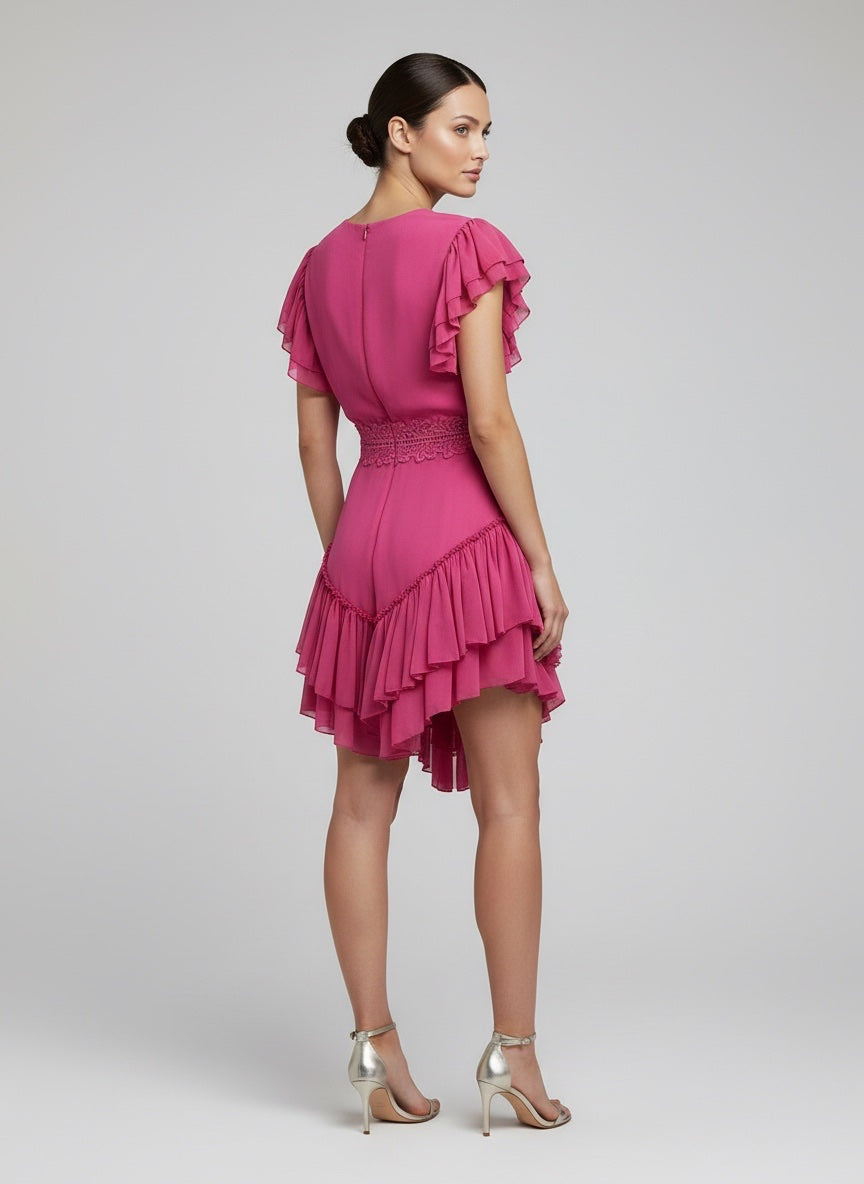 Ruffle Tiered High-Low Mini Dress