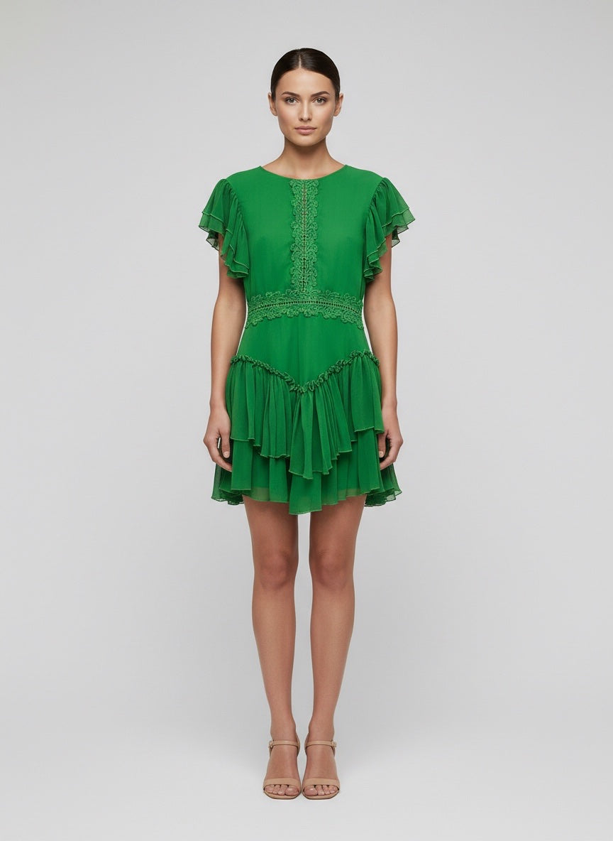 Ruffle Tiered High-Low Mini Dress