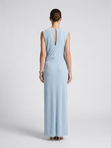 Draped Maxi Dress with Statement Ring - Baby Blue (2)
