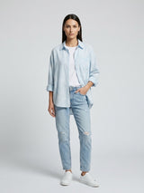 Paisley Embroidered Relaxed Shirt - Baby Blue