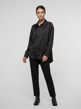 Relaxed Fit Satin Blouse - Black