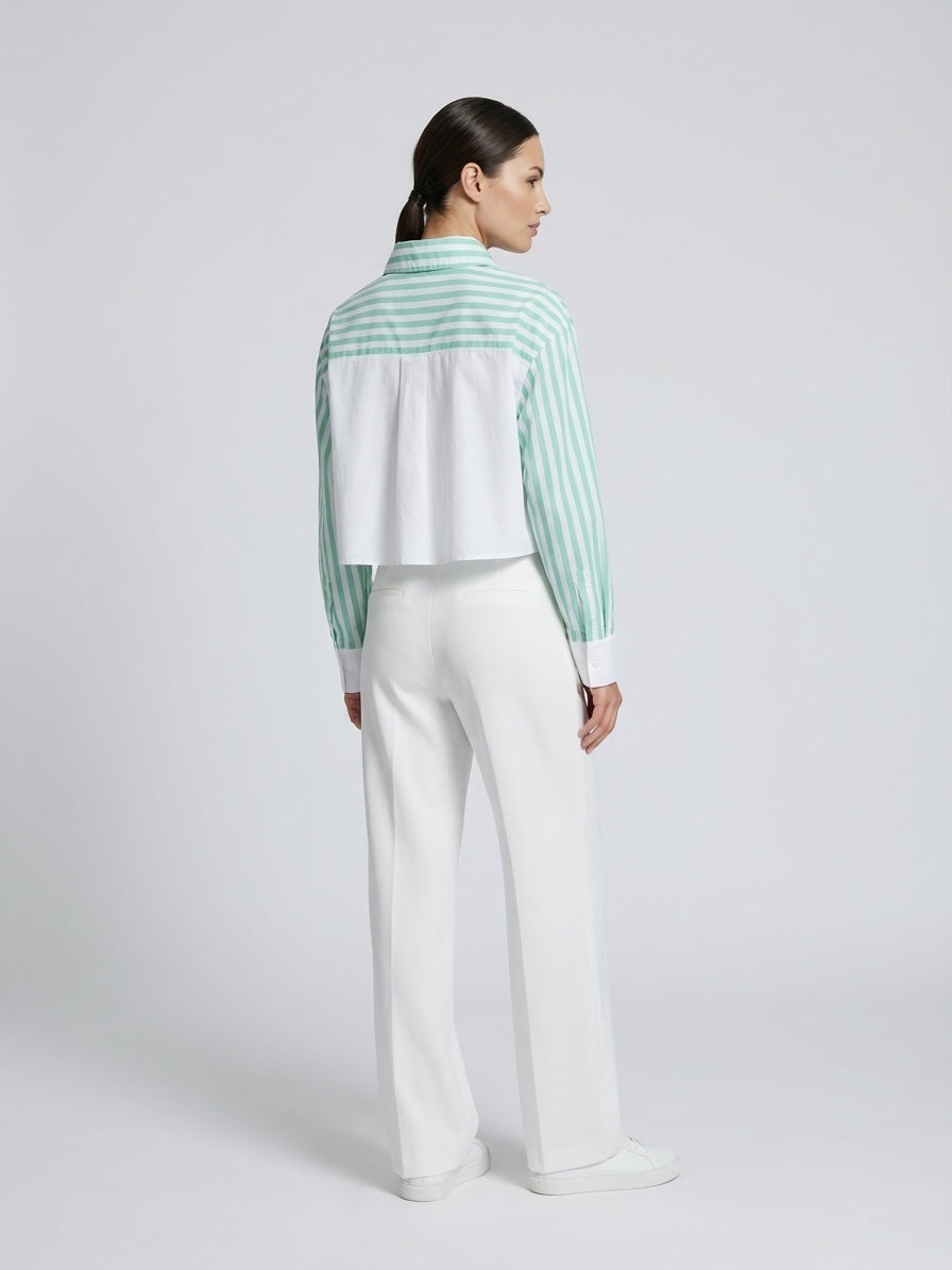 Striped Cropped Shirt - Aquamarine (2)