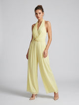 Chic Halterneck Wide-Leg Jumpsuit - Butter