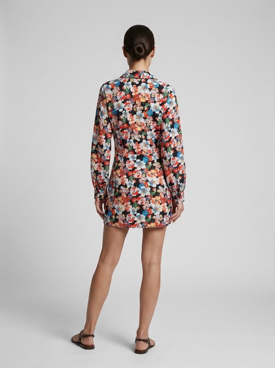 Floral Print Wrap Mini Dress - Coral (2)