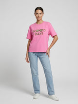 Embellished Slogan T-Shirt - Hot Pink