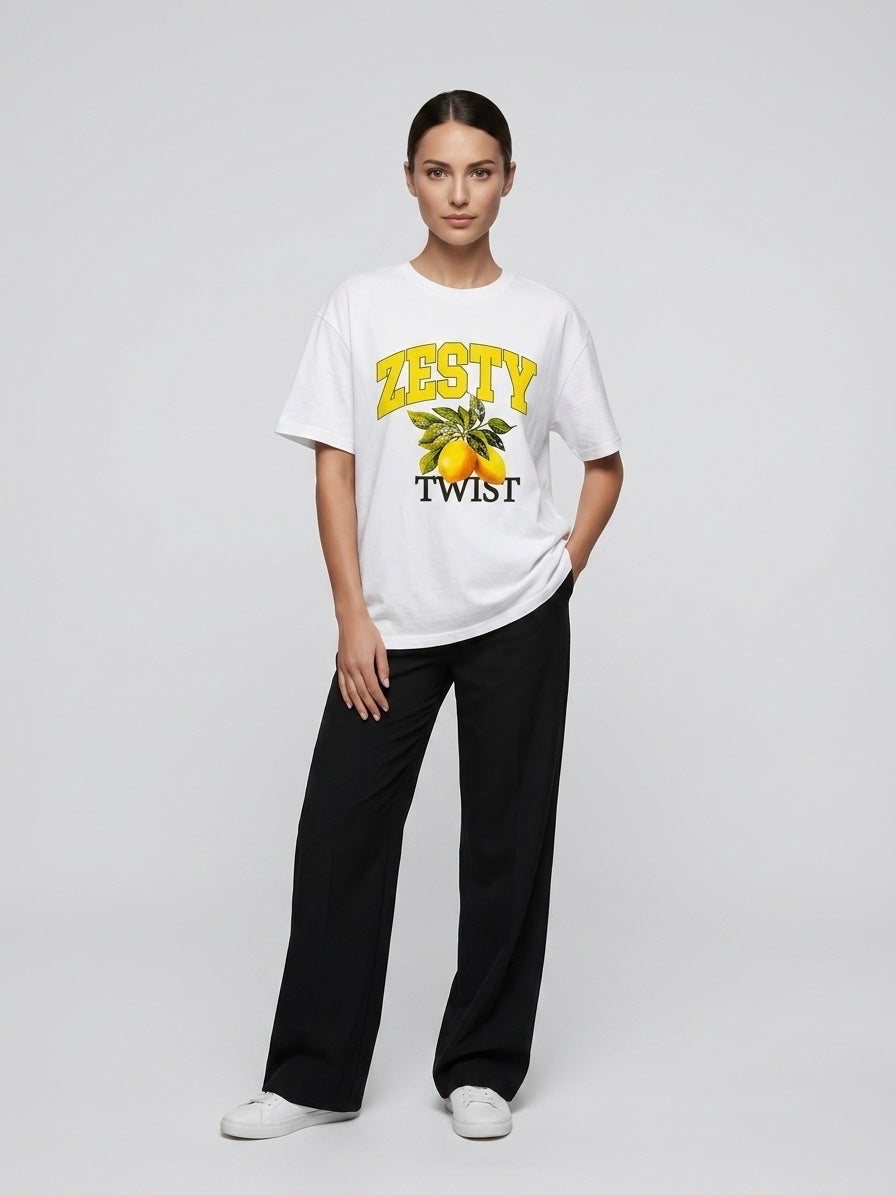 Zesty Twist Graphic T-Shirt - White
