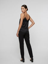 Lace Trim Satin Camisole - Black (2)