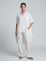 Oversized Linen Tunic Shirt - White
