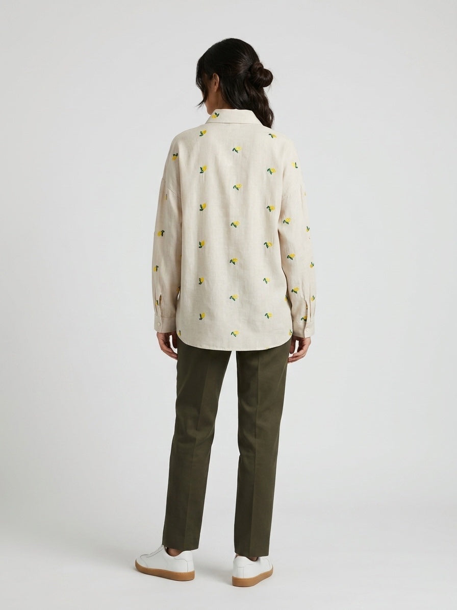 Embroidered Cotton Shirt - Beige (2)
