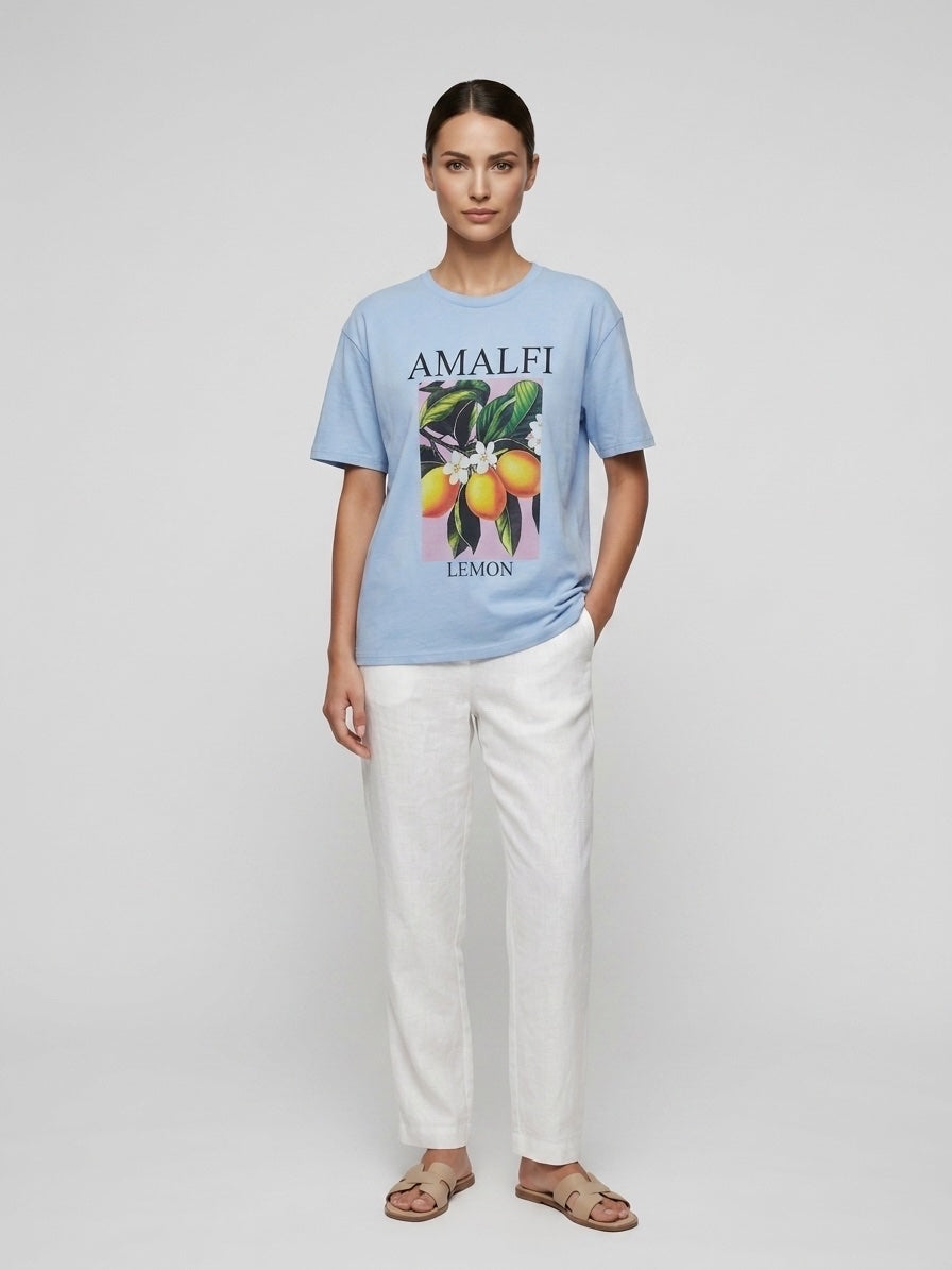 Amalfi Lemon Graphic T-Shirt - Deep Sky Blue