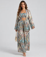 Paisley Print Three-Piece Set - Turquoise