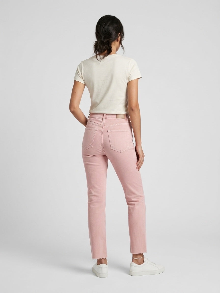 Embroidered Straight Leg Jeans - Pink (2)