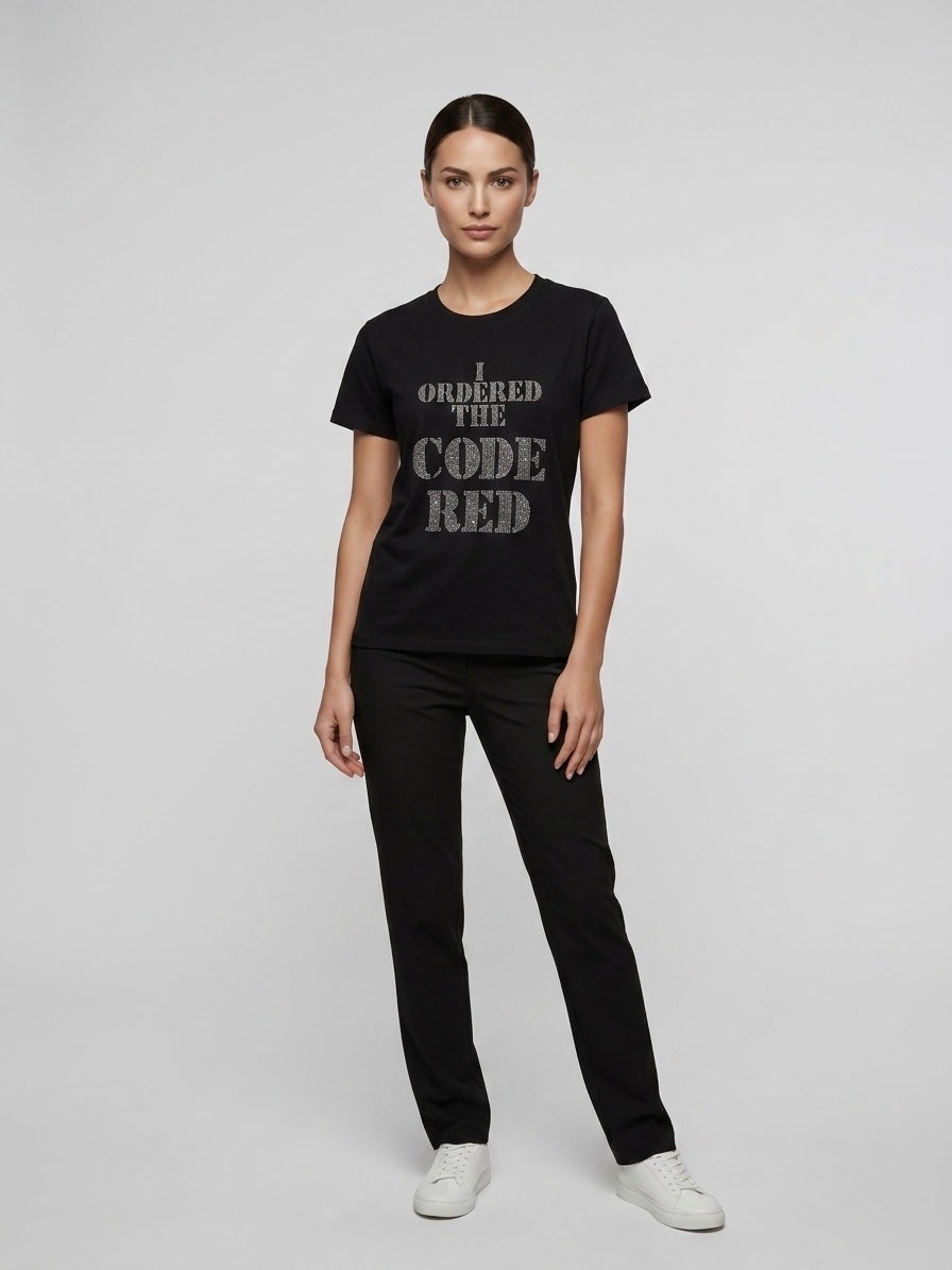 Embellished Statement T-Shirt - Black