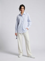 Embellished Striped Cotton Shirt - White