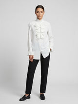 Ruffled Front Shirt - White