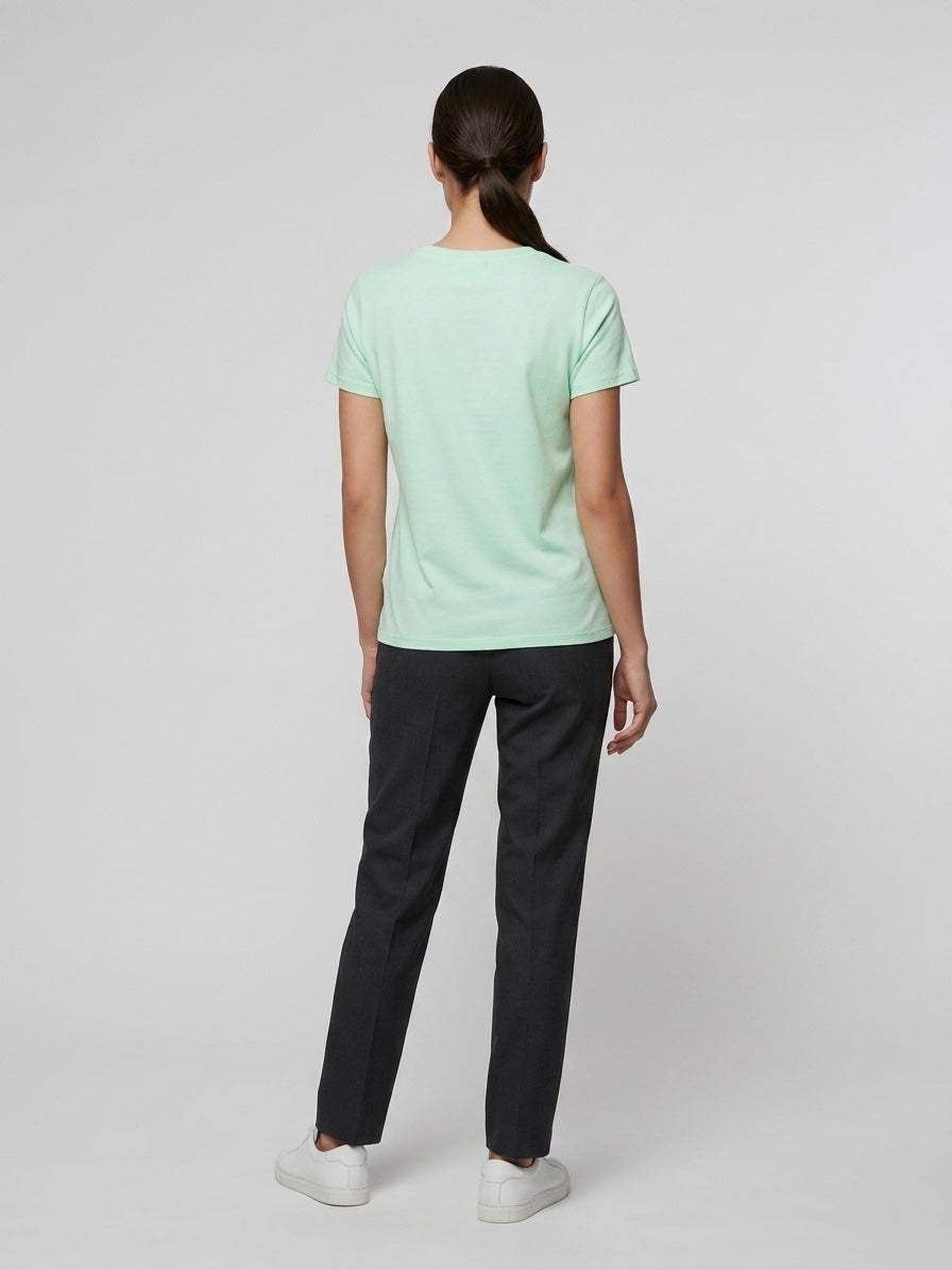 Appliqué Crew Neck T-Shirt - Aquamarine (2)
