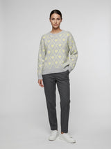 Argyle Heart Knit Jumper - Light Gray