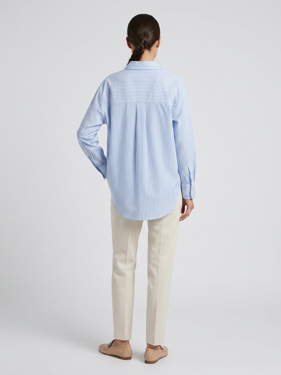 Classic Striped Cotton Shirt - Blue (2)