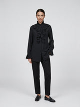 Ruffled Front Shirt - Black