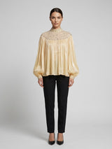 Pleated Embellished Blouse - Butter