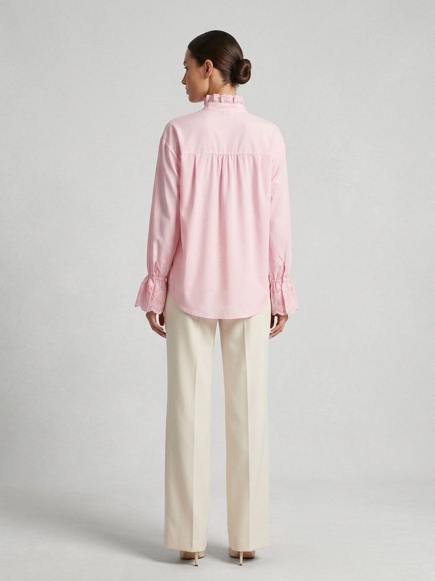 Embellished Ruffled Blouse - Baby Pink (2)