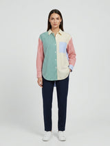 Colour-Block Striped Shirt - Baby Blue