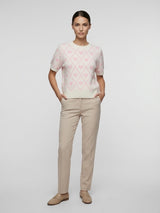 Argyle Heart Knit Sweater - Baby Pink