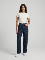 Star Embellished Straight Leg Jeans - Dark Denim