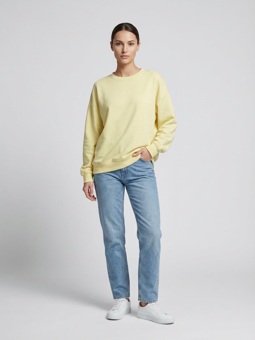 Relaxed Fit Crew Neck Sweatshirt - Canary