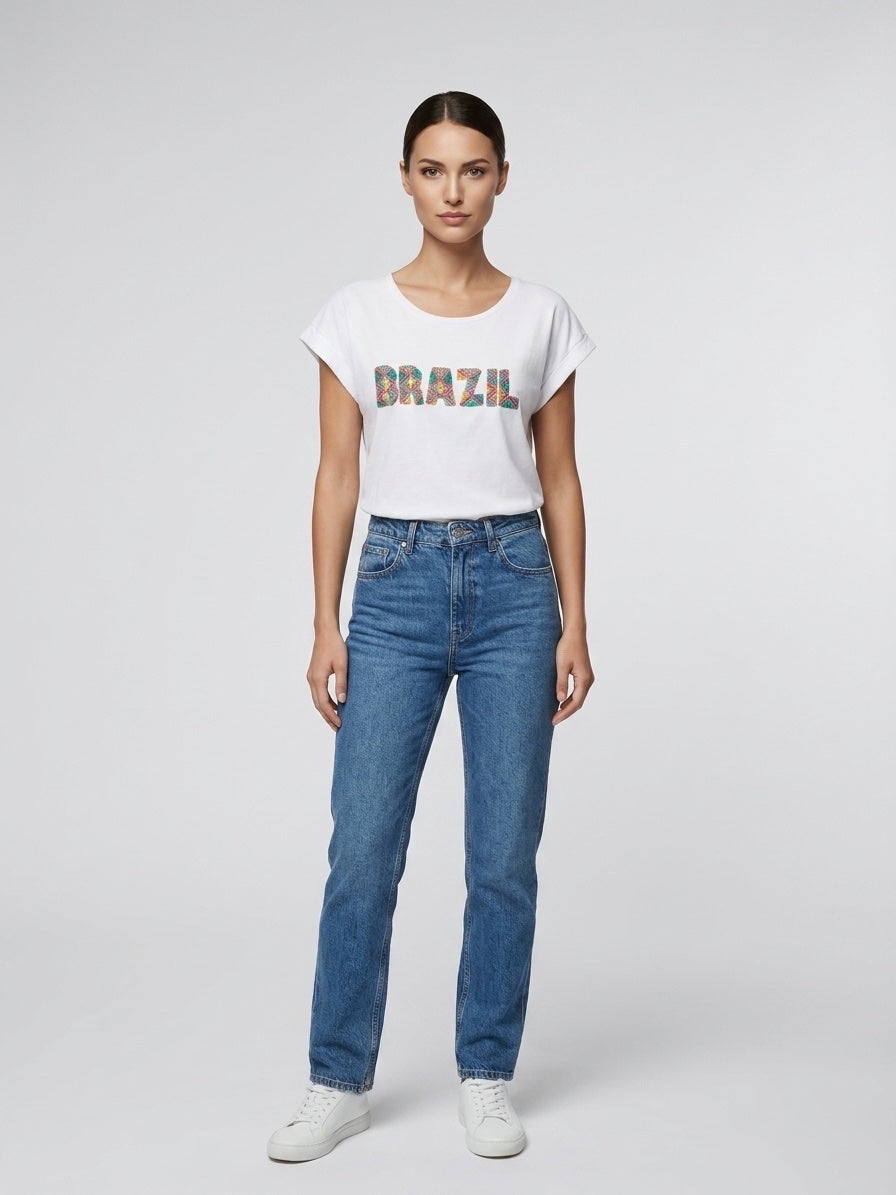Graphic Print Cotton T-Shirt - White