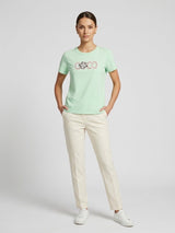 Appliqué Crew Neck T-Shirt - Aquamarine