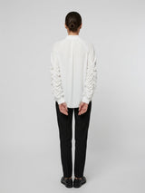 Ruched Sleeve Oversized Shirt - White (2)