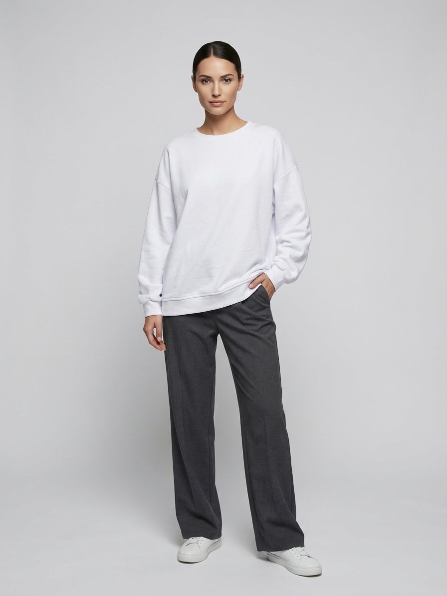 Relaxed Fit Crewneck Sweatshirt - White