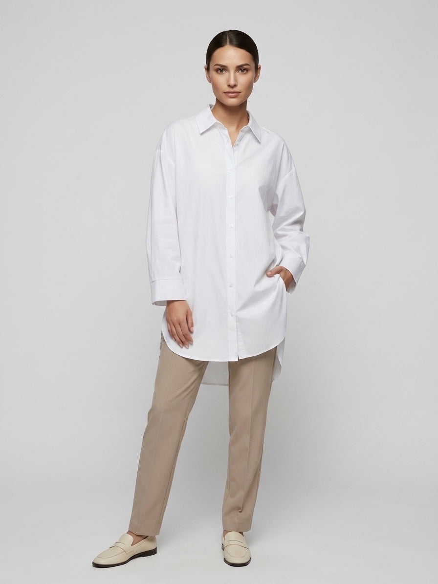 Oversized Cotton Poplin Shirt - White