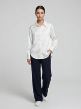Relaxed Fit Satin Blouse - White