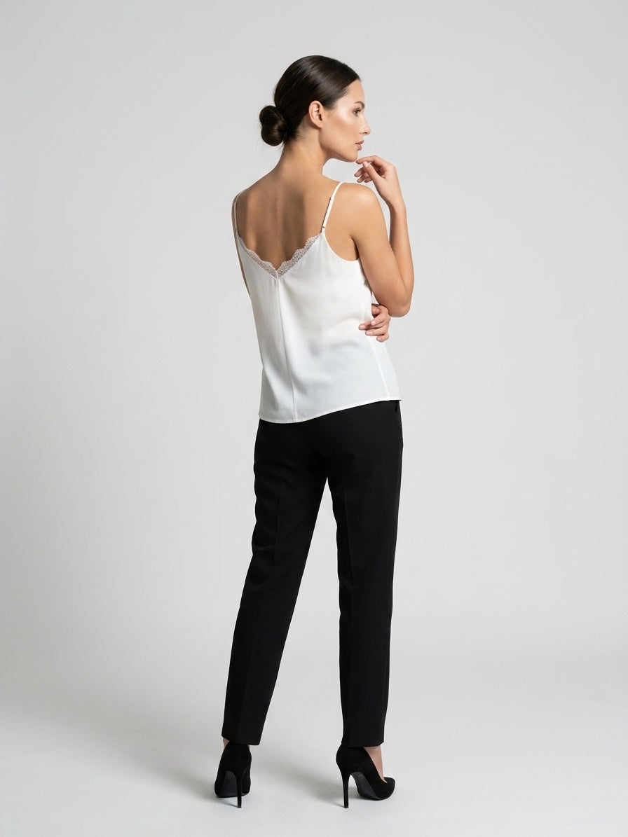 Lace Trim Camisole Top - White (2)