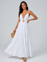 Tiered Maxi Dress with Sun Detail - White