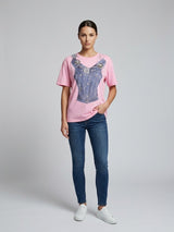 Graphic Corset Print T-Shirt - Baby Pink