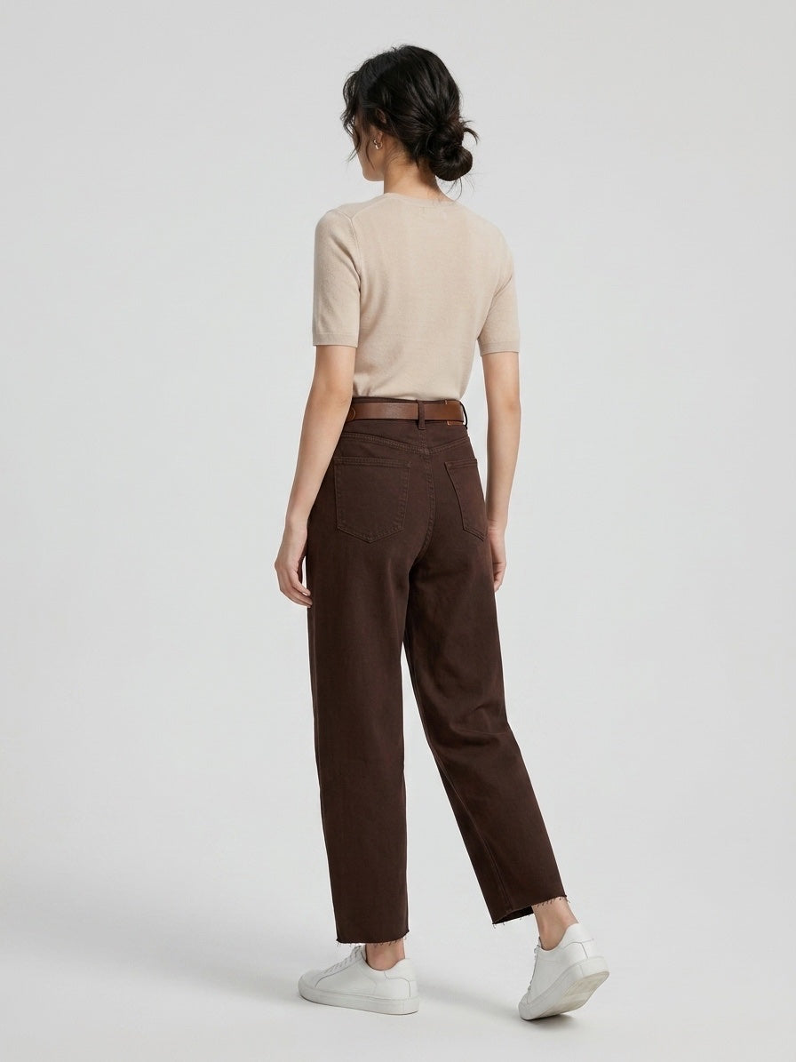 Balloon Leg High Waisted Jeans - Chocolate (2)