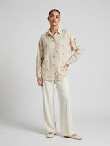 Embroidered Cotton Shirt - Beige