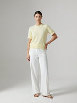 Embroidered Bow Knit Top - Canary