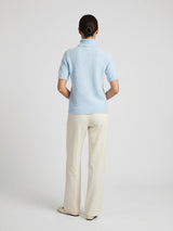 Embroidered Bow Knit Top - Baby Blue (2)
