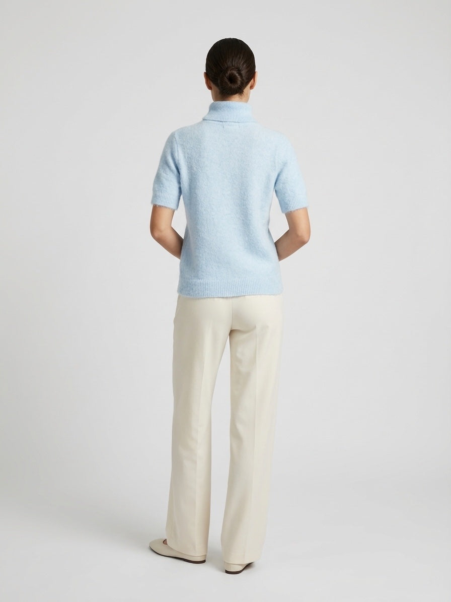 Embroidered Bow Knit Top - Baby Blue (2)